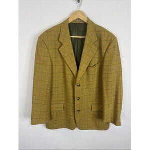 Strellson Switzerland Wool Sport Coat Blazer Mens 42S Short Mustard Windowpane